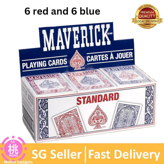 Maverick Standard Playing Cards option of 12 Pack, or 6 pack, Poker Size Standard Card Game - Momo Gadgets