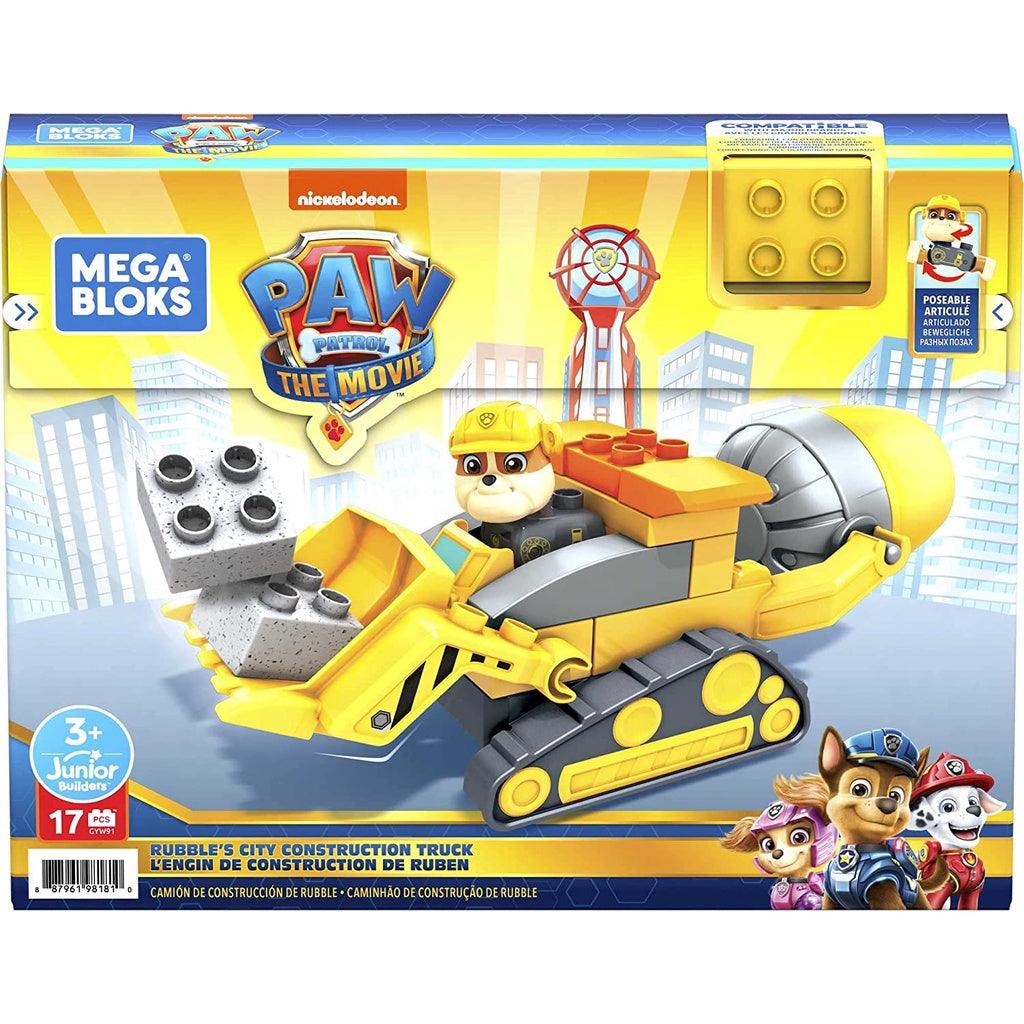 MEGA BLOKS Paw Patrol Rubble's City Construction Truck Toy Building Set With 16 Jr. Bricks and 1 Rubble Figure, Ages 3+ - Momo Gadgets