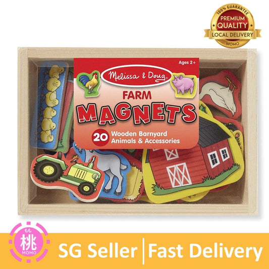 Melissa and Doug 20 Wooden Farm / Animal Magnets in a Box - Momo Gadgets