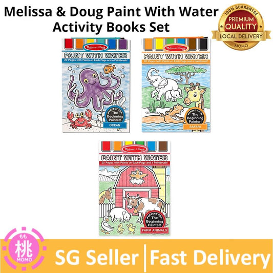 Melissa & Doug 8952 Paint With Water Activity Books Set: Farm, Ocean, Safari - Momo Gadgets