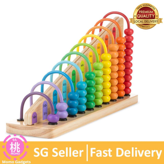 Melissa and Doug Add & Subtract Abacus - Educational Toy With 55 Colorful Beads and Sturdy Wooden Construction - Momo Gadgets