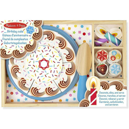 Melissa and Doug Birthday Party Cake Wooden Play Food, Mix-n-Match Toppings and 7 Candles, 34 Piece - Momo Gadgets