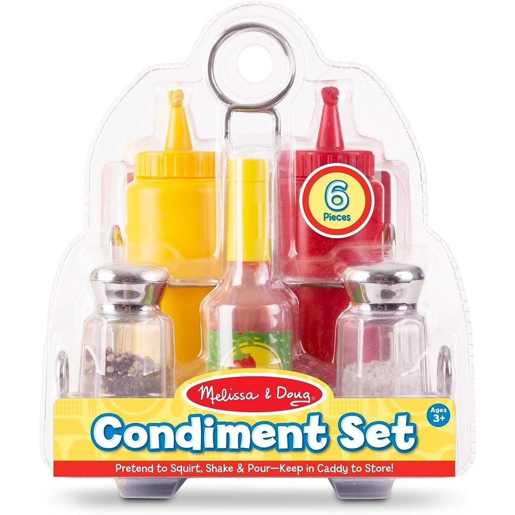 Melissa & Doug Condiments Set (6 pcs) - Play Food, Stainless Steel Caddy - Momo Gadgets