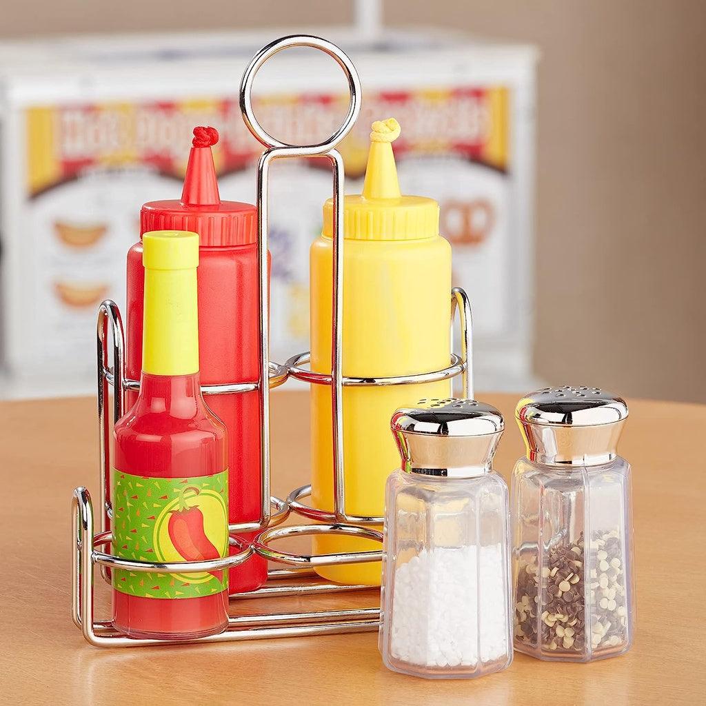 Melissa & Doug Condiments Set (6 pcs) - Play Food, Stainless Steel Caddy - Momo Gadgets