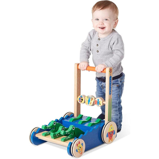 Melissa and Doug Deluxe Chomp and Clack Alligator Push Toy and Activity Walker - Wooden Baby Push Walker For Ages 1+ - Momo Gadgets