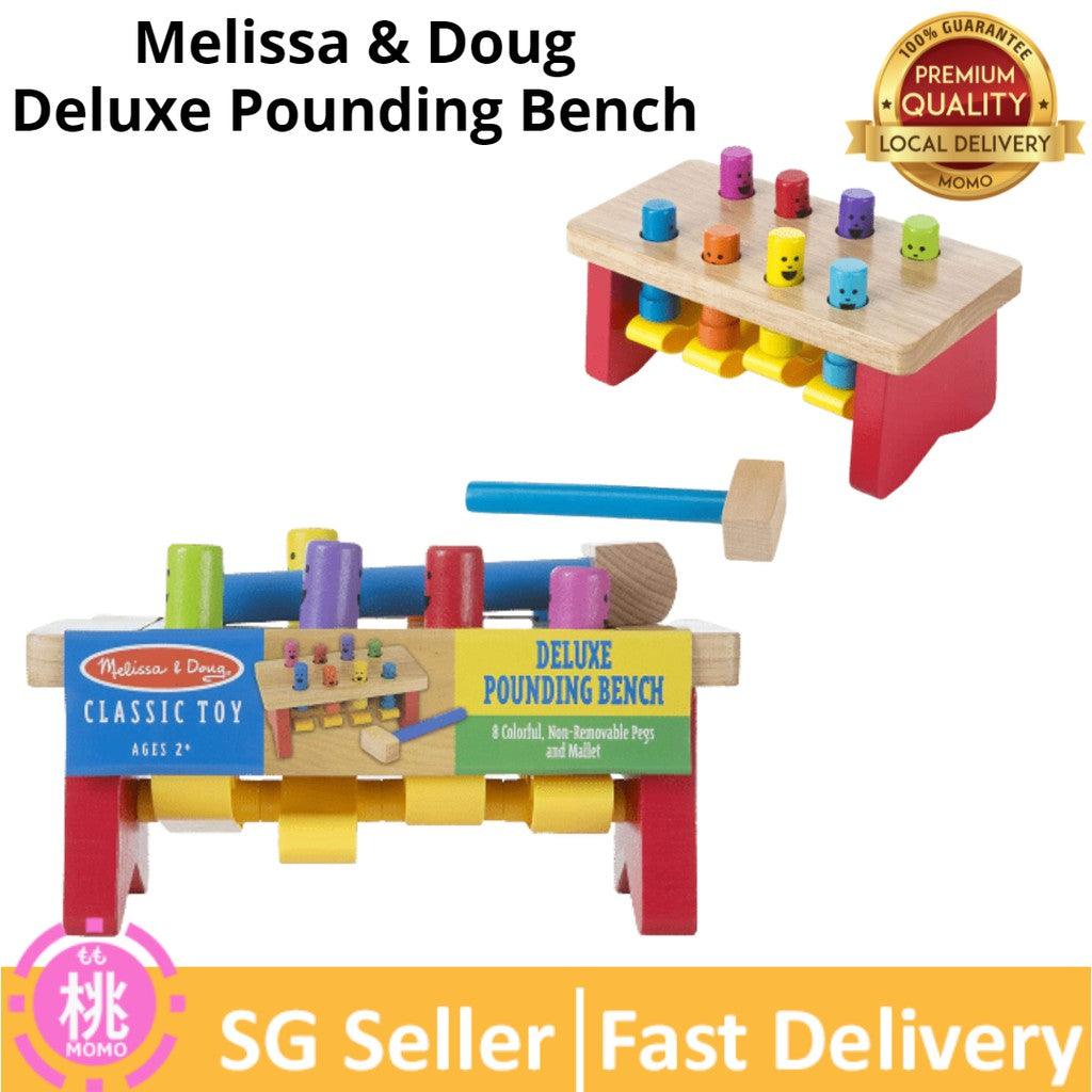 Melissa & Doug Deluxe Pounding Bench Wooden Toy with Mallet, Baby & Toddler Toys (Bench or Tower Option) - Momo Gadgets