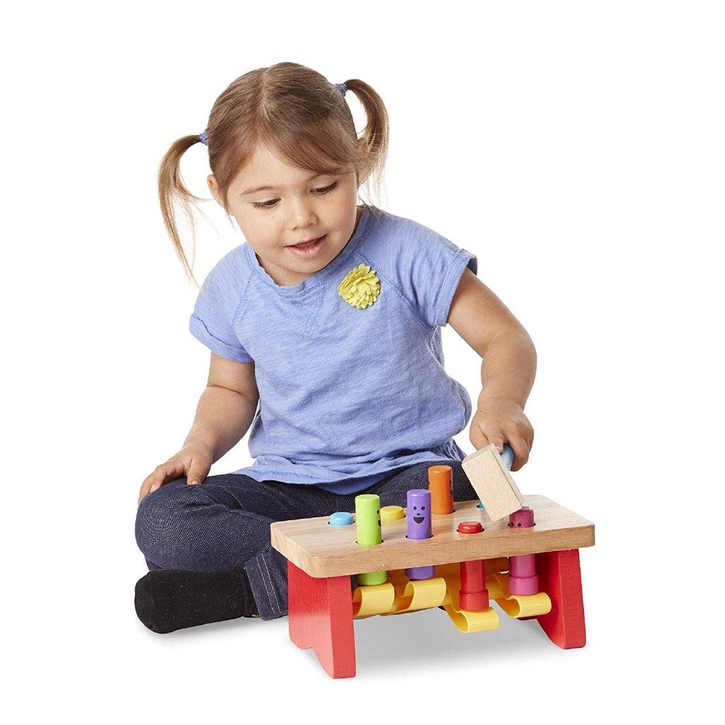 Melissa & Doug Deluxe Pounding Bench Wooden Toy with Mallet, Baby & Toddler Toys (Bench or Tower Option) - Momo Gadgets