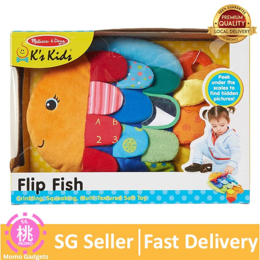 Melissa & Doug Flip Fish Soft Baby Toy - Tummy Time Sensory Toy with Taggies for Infants - Momo Gadgets