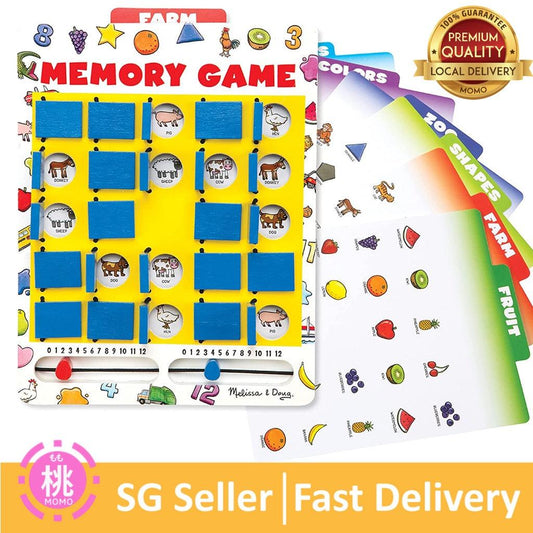 Melissa and Doug Flip to Win Travel Memory Game - Wooden Game Board, 7 Double-Sided Cards - Momo Gadgets