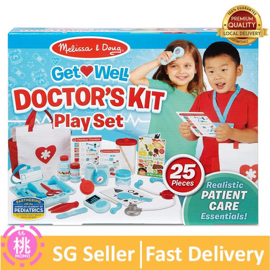 Melissa and Doug Get Well Doctor’s Kit Play Set – 25 Toy Pieces - Doctor Role Play Set, For Kids Ages 3+ - Momo Gadgets