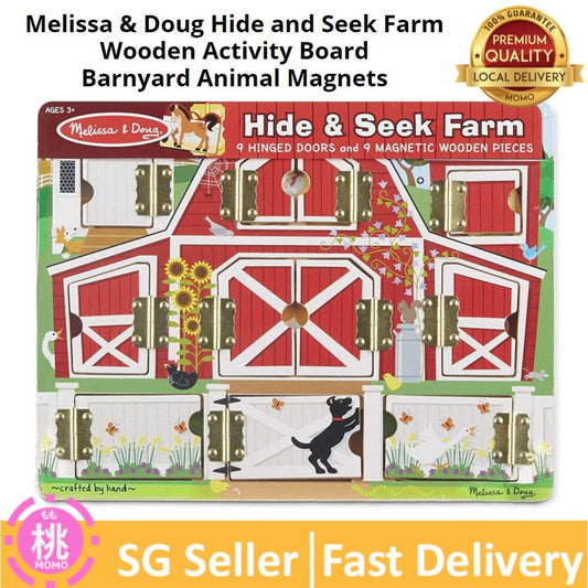 Melissa & Doug Hide and Seek Farm Wooden Activity Board Barnyard Animal Magnets - Momo Gadgets