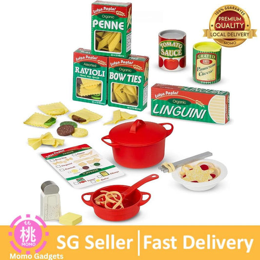 Melissa and Doug Prepare & Serve Pasta Play Food Set - Wooden Play Food Sets For Kids Kitchen - Momo Gadgets