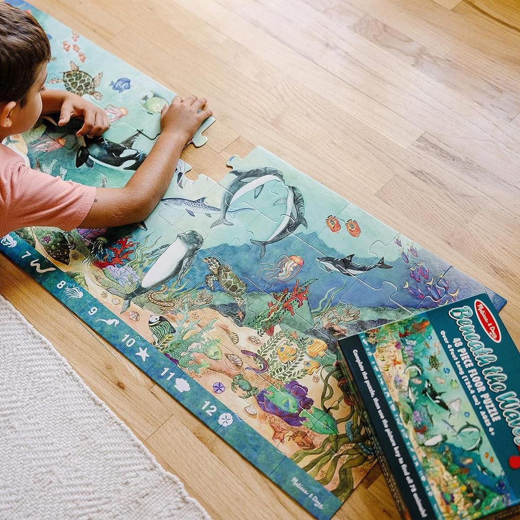 Melissa and Doug Search and Find Beneath the Waves Floor Puzzle (48 pcs, over 4 feet long) - Momo Gadgets