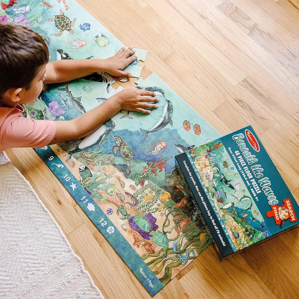 Melissa and Doug Search and Find Beneath the Waves Floor Puzzle (48 pcs, over 4 feet long) - Momo Gadgets