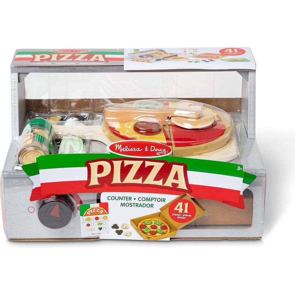 Melissa & Doug Top & Bake Wooden Pizza Counter Play Set (41 Pcs), Ages 3+ - Momo Gadgets