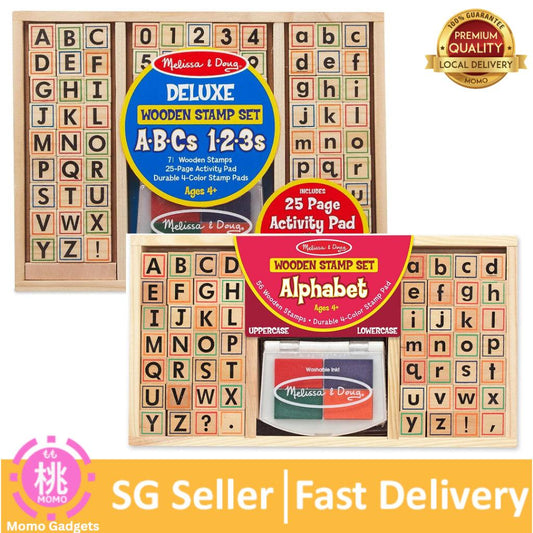 Melissa & Doug Wooden Alphabet / Deluxe Stamp Set - Kids Arts & Crafts, Stamps For Kids Ages 4+ - Momo Gadgets