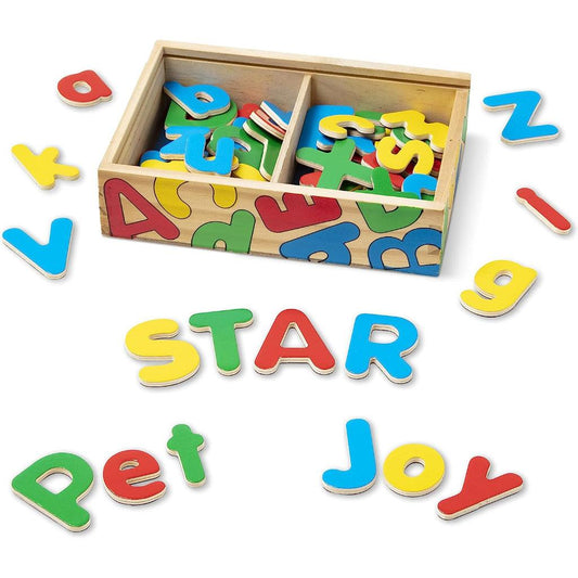 Melissa & Doug Wooden Alphabet Magnets in a Box - Uppercase and Lowercase Letters - Momo Gadgets
