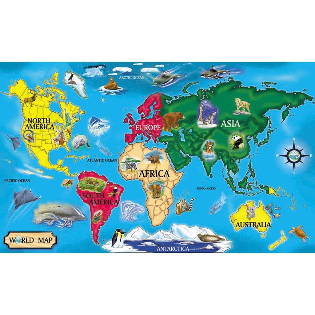 Melissa & Doug World Map Jumbo Jigsaw Floor Puzzle (33 pcs, 2 x 3 feet) - Momo Gadgets