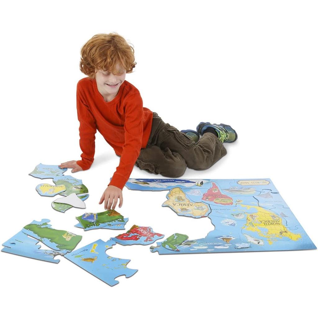 Melissa & Doug World Map Jumbo Jigsaw Floor Puzzle (33 pcs, 2 x 3 feet) - Momo Gadgets