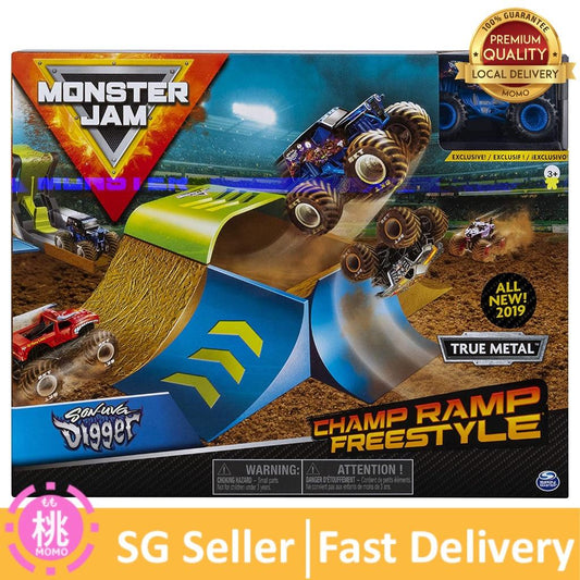 Monster Jam, Official Champ Ramp Freestyle Playset Featuring Exclusive 1:64 Scale Die-Cast Son-uva Digger Monster Truck - Momo Gadgets