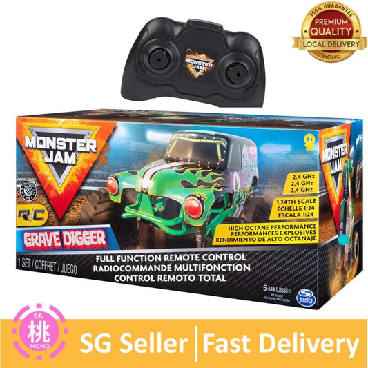 Monster Jam Official Grave Digger Remote Control Monster Truck, 1:24 Scale, 2.4 GHz - Momo Gadgets