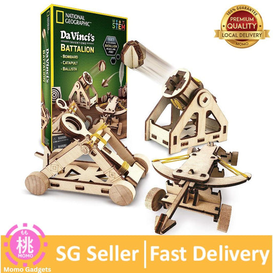 NATIONAL GEOGRAPHIC Da Vinci Model Kit - Catapult Kit for Kids, 3D Puzzle Building Toy, Wood Building Kit - Momo Gadgets