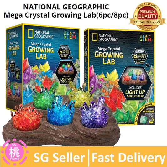 NATIONAL GEOGRAPHIC Mega Crystal Growing Lab – 6pc/8pc Vibrant Crystals Fast (3-4 Days) - Momo Gadgets