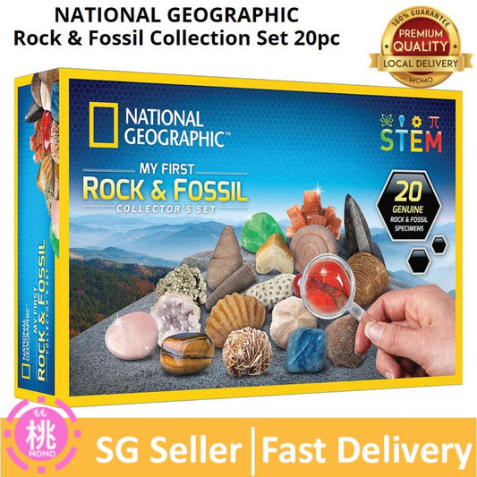 NATIONAL GEOGRAPHIC Rock & Fossil Collection - 20 Rocks and Fossils - Momo Gadgets