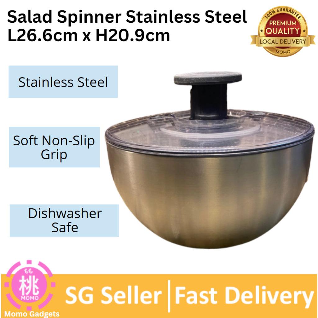 OXOs Salad Spinner Stainless Steel , Clear Black or Clear Green - Double up use bowl as Mixing Bowl - Momo Gadgets