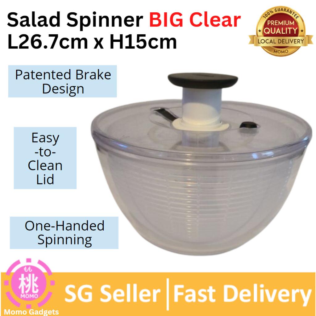 OXOs Salad Spinner Stainless Steel , Clear Black or Clear Green - Double up use bowl as Mixing Bowl - Momo Gadgets