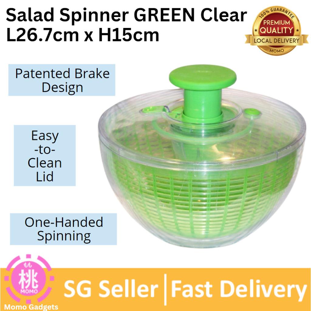 OXOs Salad Spinner Stainless Steel , Clear Black or Clear Green - Double up use bowl as Mixing Bowl - Momo Gadgets