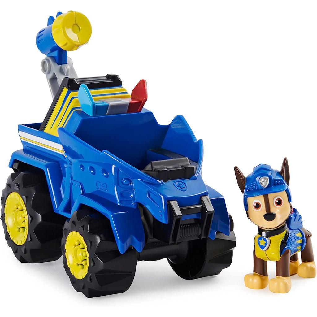 PAW Patrol, Dino Rescue Marshall’s / Chase's Deluxe Rev Up Vehicle with Mystery Dinosaur Figure - Momo Gadgets