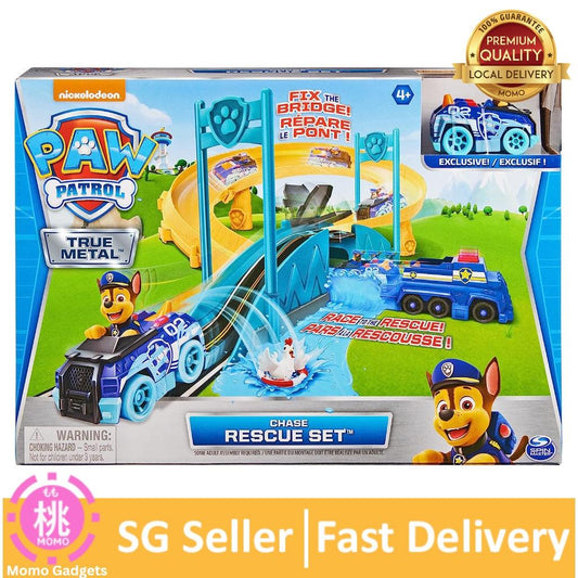 Paw Patrol, True Metal Chase Rescue Track Set with Exclusive Chase Die-Cast Vehicle, 1:55 Scale Kids Toys for Boys - Momo Gadgets