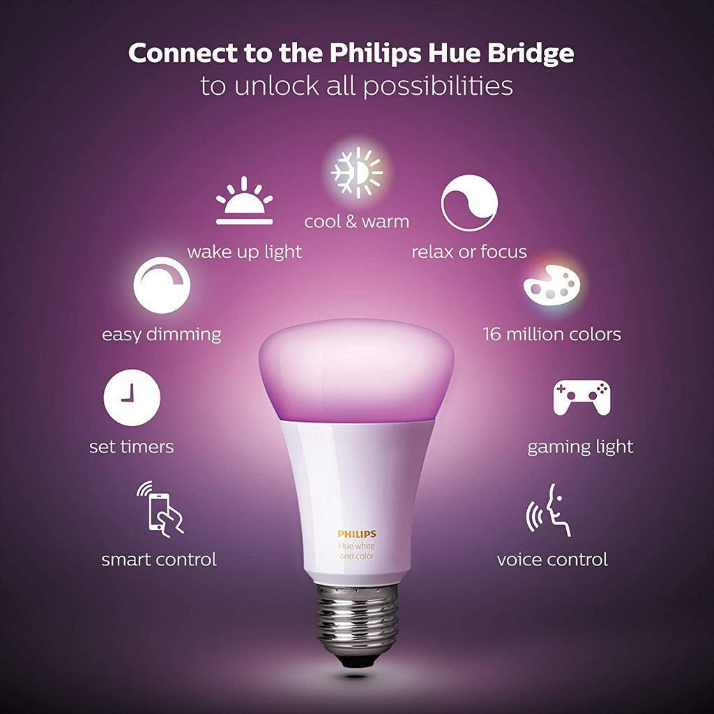 Philips Hue White and Colour Ambiance Starter Kit Gen 3 Smart Bulb 3x Pack LED [E27 Edison Screw] Includes, Bridge - Momo Gadgets