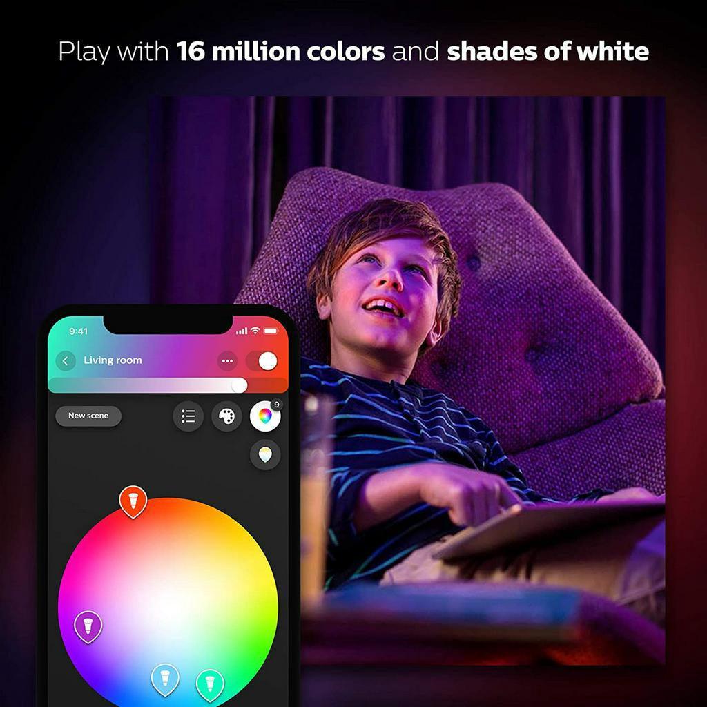 Philips Hue White and Colour Ambiance Starter Kit Gen 3 Smart Bulb 3x Pack LED [E27 Edison Screw] Includes, Bridge - Momo Gadgets