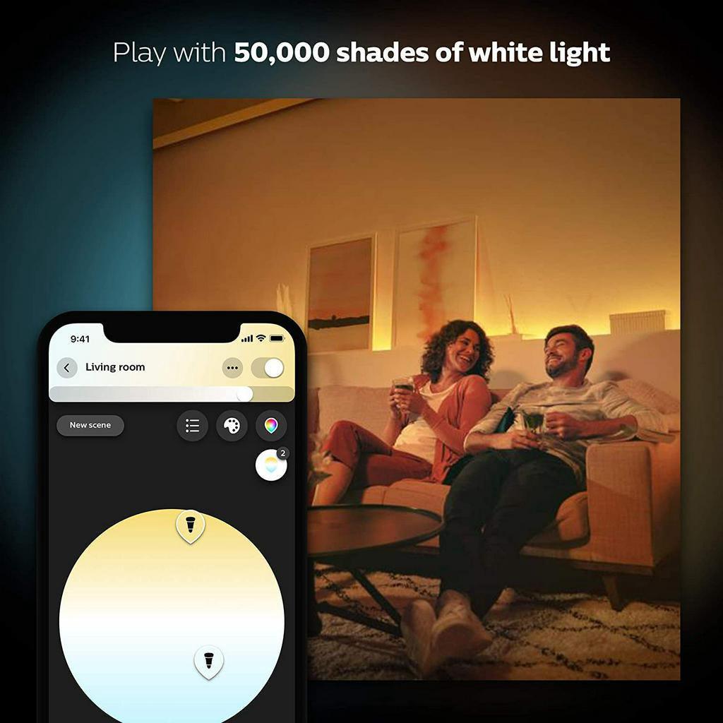 Philips Hue White and Colour Ambiance Starter Kit Gen 3 Smart Bulb 3x Pack LED [E27 Edison Screw] Includes, Bridge - Momo Gadgets