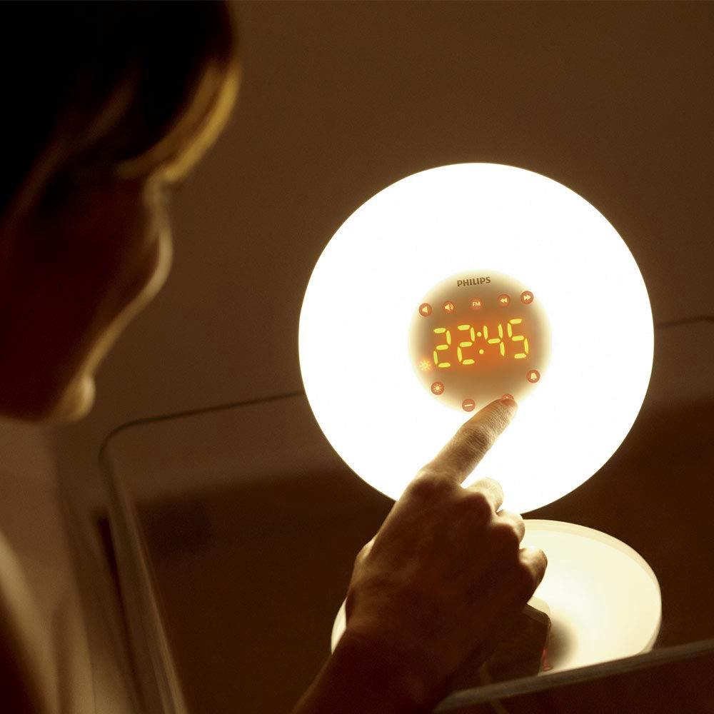 Philips Wake Up Light Alarm Clock with Sunrise Simulation, 2 Natural Sounds and Radio -- HF 3505 - Momo Gadgets