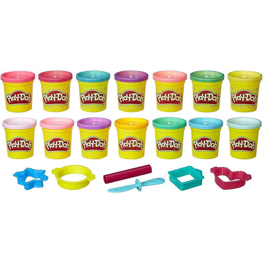 Play Doh Playdoh Sparkle and Bright 14 Pack of Cans, Non-Toxic Modeling Compound, 3-Ounce Cans - Momo Gadgets