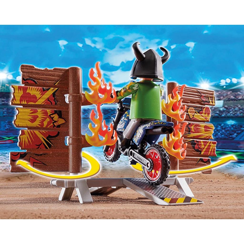 PLAYMOBIL 70553 Stunt Show Motocross with Fiery Wall - Momo Gadgets