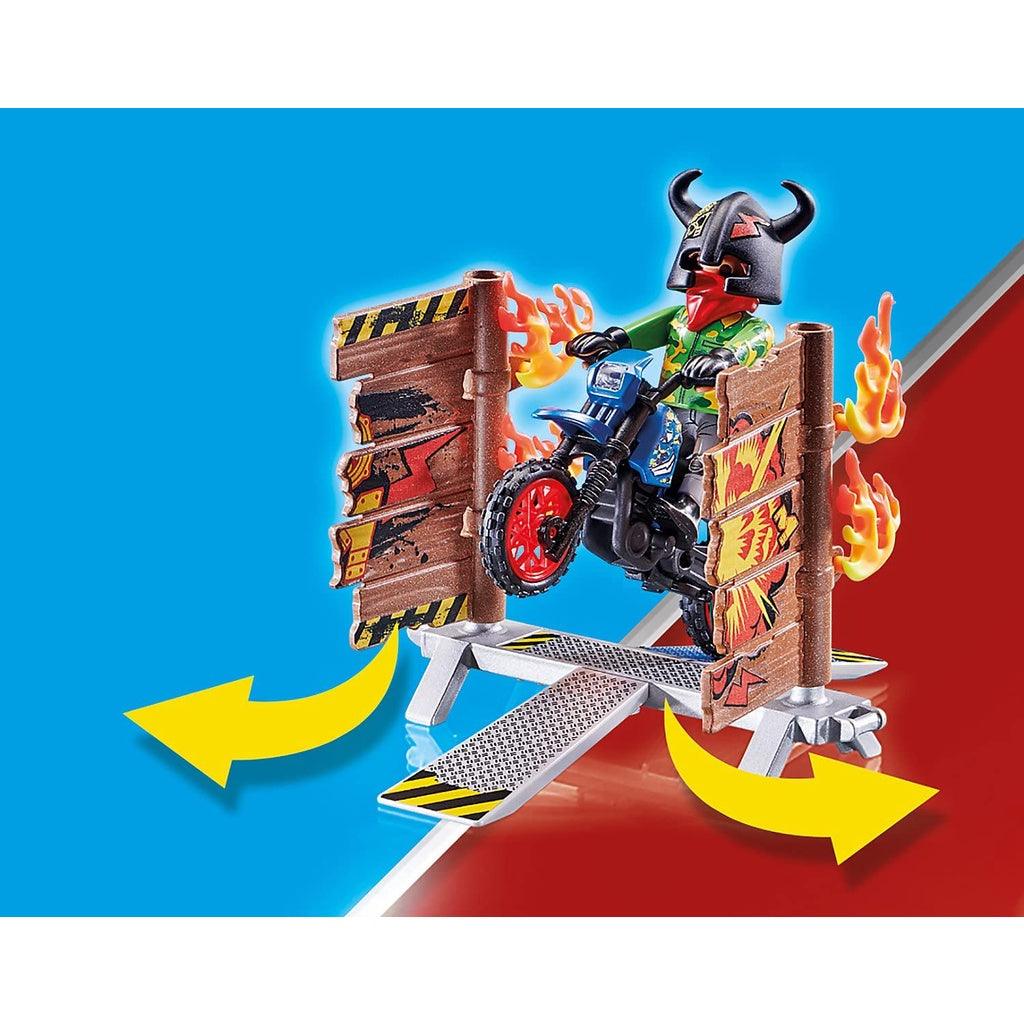 PLAYMOBIL 70553 Stunt Show Motocross with Fiery Wall - Momo Gadgets