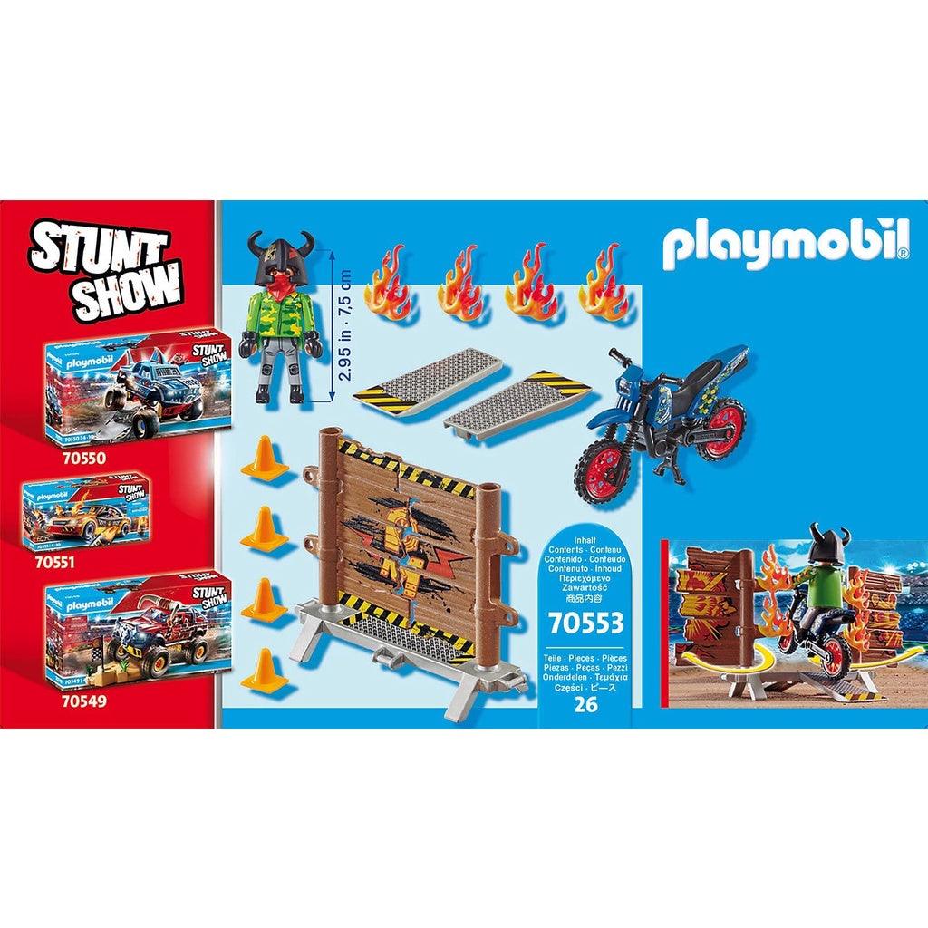 PLAYMOBIL 70553 Stunt Show Motocross with Fiery Wall - Momo Gadgets