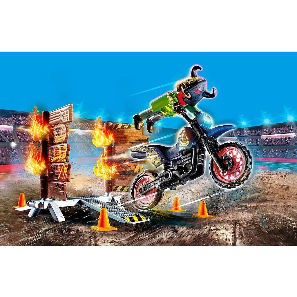 PLAYMOBIL 70553 Stunt Show Motocross with Fiery Wall - Momo Gadgets