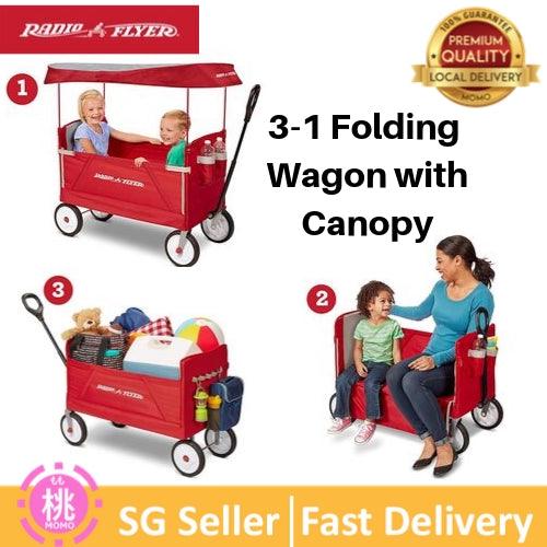 Radio Flyer 3-In-1 EZ Folding Wagon for kids and cargo ( With canopy or Without canopy Options ) - Momo Gadgets