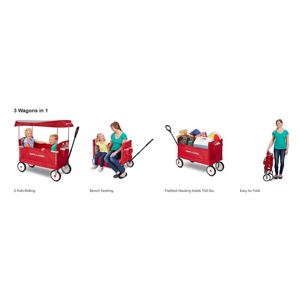 Radio Flyer 3-In-1 EZ Folding Wagon for kids and cargo ( With canopy or Without canopy Options ) - Momo Gadgets