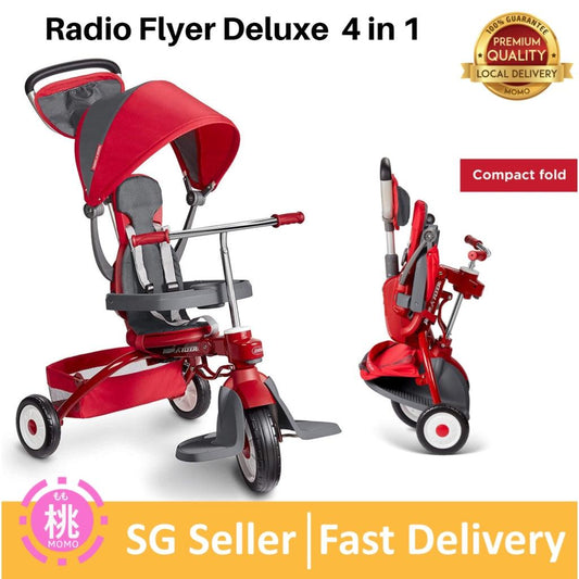 Radio Flyer Deluxe EZ Fold 4 in 1 Stroll and Trike, Red - Momo Gadgets