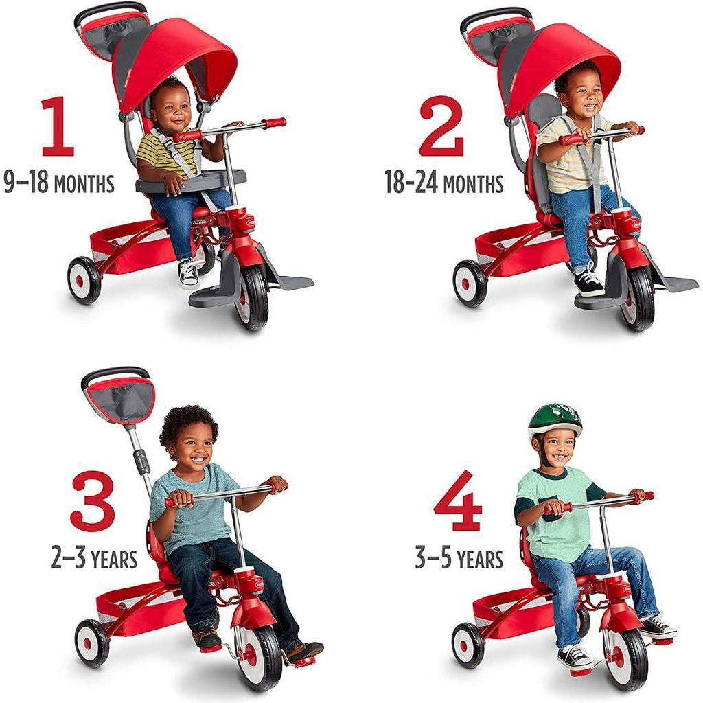 Radio Flyer Deluxe EZ Fold 4 in 1 Stroll and Trike, Red - Momo Gadgets