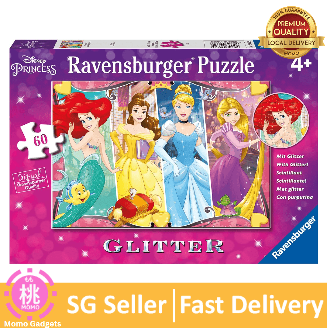 Ravensburger - Disney Princess Heartsong 60 Piece Glitter Jigsaw Puzzle for Kids - Momo Gadgets