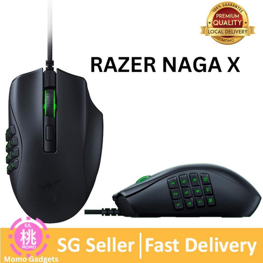 Razer Naga X Wired MMO Gaming Mouse: 18K DPI Optical Sensor - 2nd-gen Optical Switch - Chroma RGB Lighting - Momo Gadgets