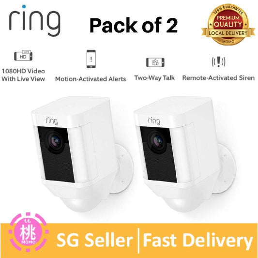 Ring Spotlight Camera Battery HD Security Camera with Built Two-Way Talk and a Siren Alarm, Works with Alexa - Momo Gadgets