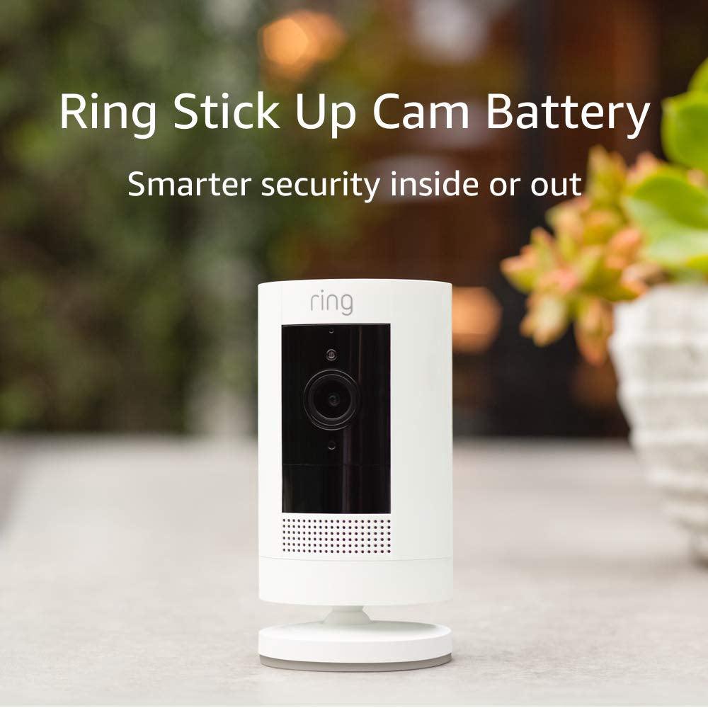 Ring Stick Up Cam ( 3rd Gen ) Battery HD security camera with two-way talk, Works with Alexa - White/Black - Momo Gadgets